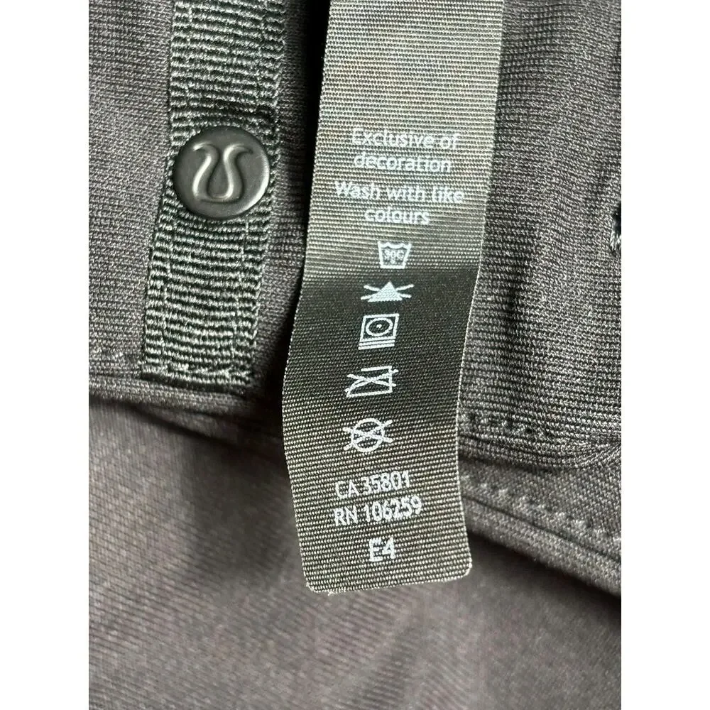 Lululemon Performance Dress Chino Pant Mens 32 Charcoal Gray Stretch Zip Pocket
